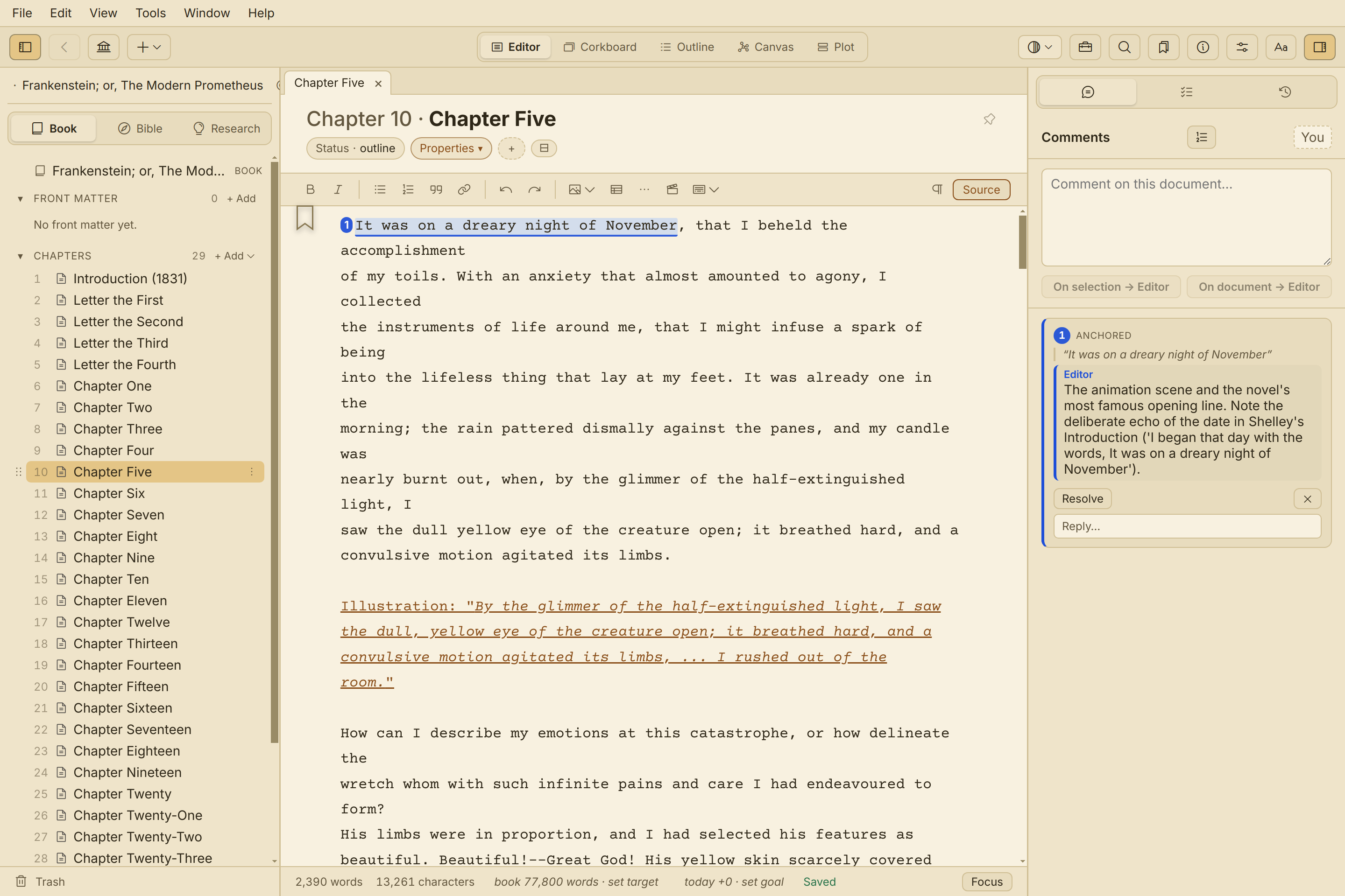Two annotation threads with @mention chips beside an anchored highlight in Quill's editor.
